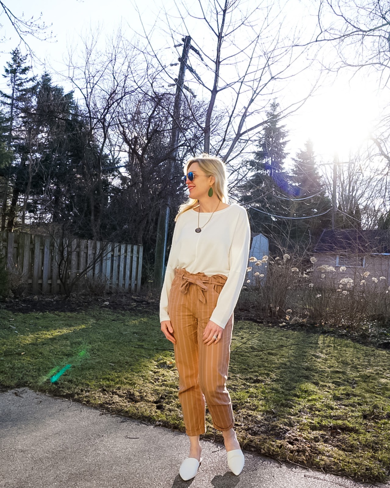 Paper bag pants outfit top winter